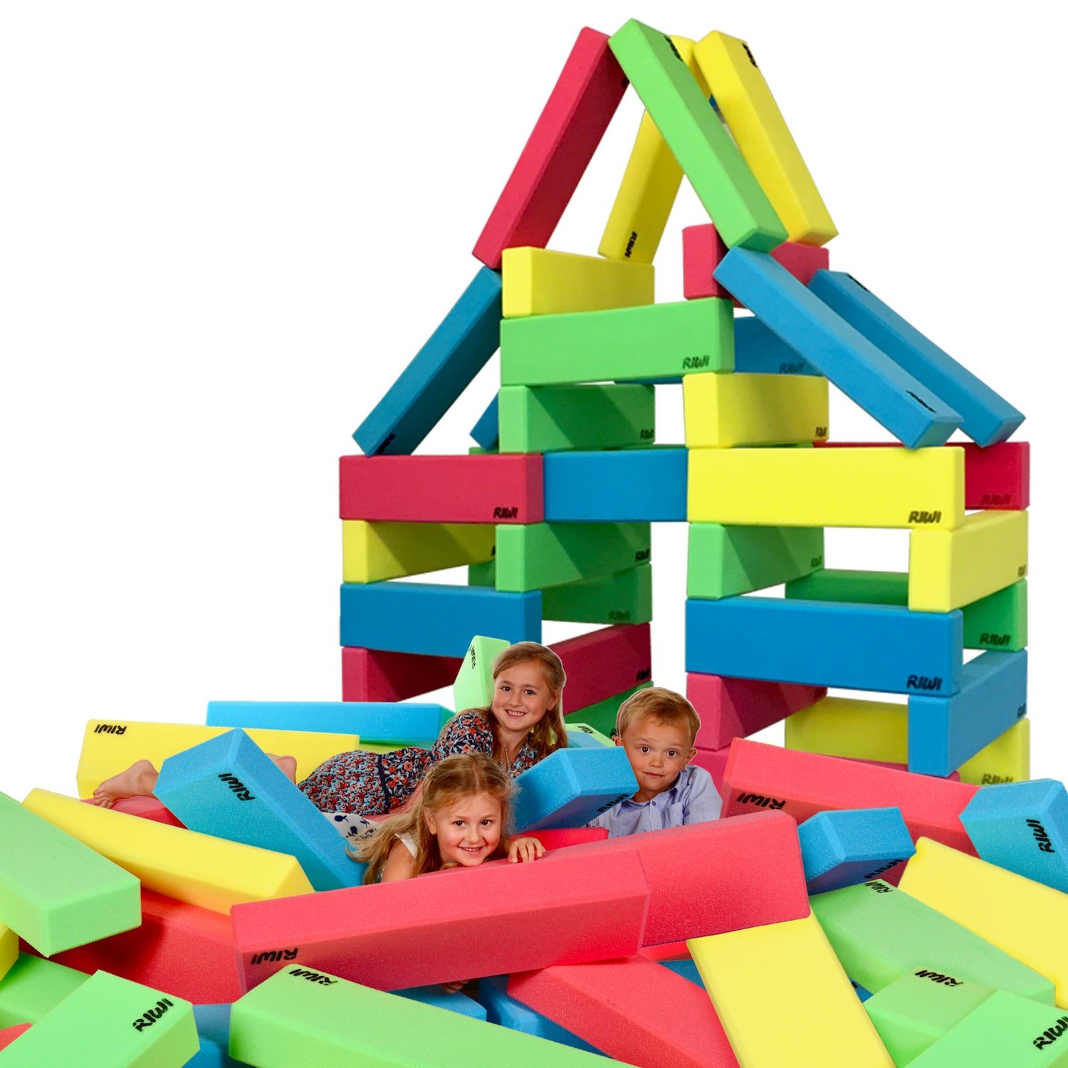RIWI soft bausteine sind riesengroße Schaumstoffbausteine zum Türme bauen und Kinder turnen