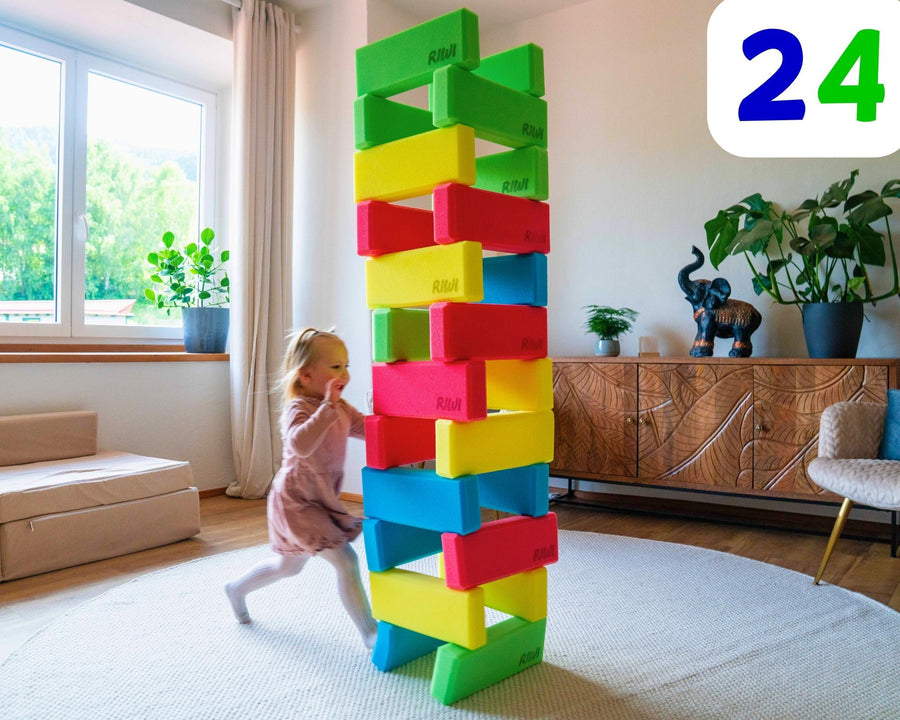 Tall tower made of 24 RIWI® mini blocks
